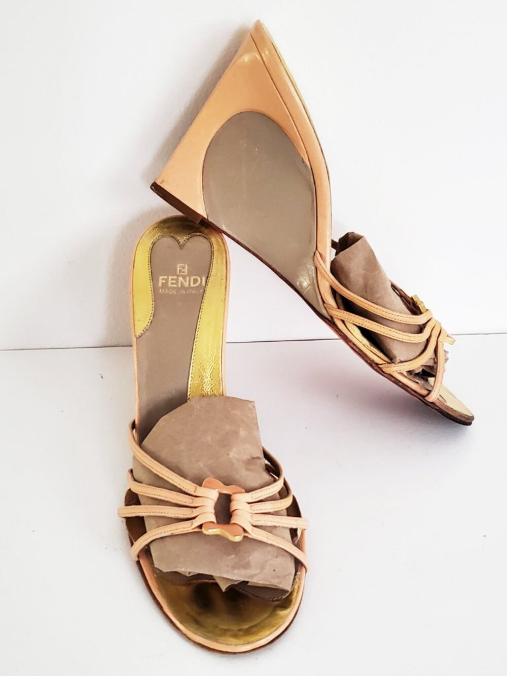 Fendi Wedge Heels Taupe Peach Size EU 38.5